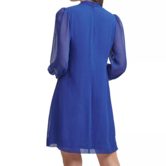 NWT Calvin Klein Tie V-Neck Ruffle Sleeve Trapeze Minidress in Size 4 - Picture 12 of 12